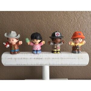 4 Fisher Price Little People Construction, Cowboy, Ice Cream FireFighter